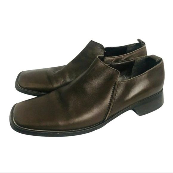 BANANA REPUBLIC Shoes Brown Leather Loafer Square Size 9.5 Y - Picture 1 of 11